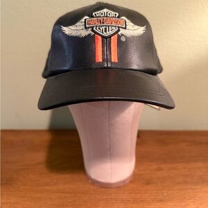 Harley-Davidson Black Leather Adjustable Cap